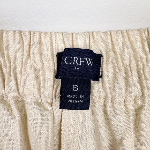 J. Crew Elastic Back Linen Blend Pleated Shorts Cream Size 6/S NWOT - Picture 5 of 6